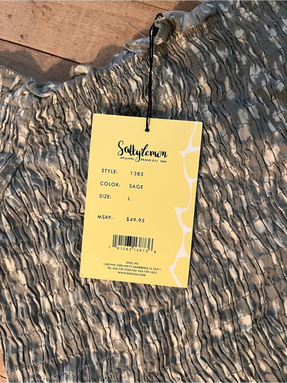 Salty Lemon NWT- Khaki-tan Shirred Bodice top- on or off shoulder Sz L-Sold Out - Picture 9 of 13